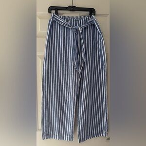 beachlunchlounge Blue and White Striped cotton blend wide leg Pants Size medium